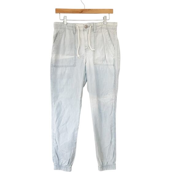 American Eagle Blue White Pinstripe Pants Sz 4 - Picture 1 of 5
